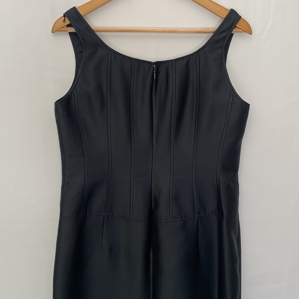 Teri Jon Rickie Freeman Navy Sleeveless Scoop Neck Silk Wool Evening Gown 12 - Picture 6 of 11